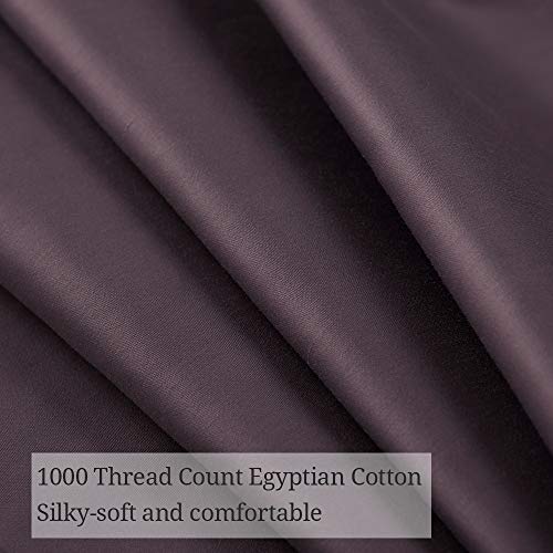 Vanc Home Juego de sábanas de satén, de algodón egipcio de 1000 hilos, algodón, marrón topo, Super King (270x290cm)