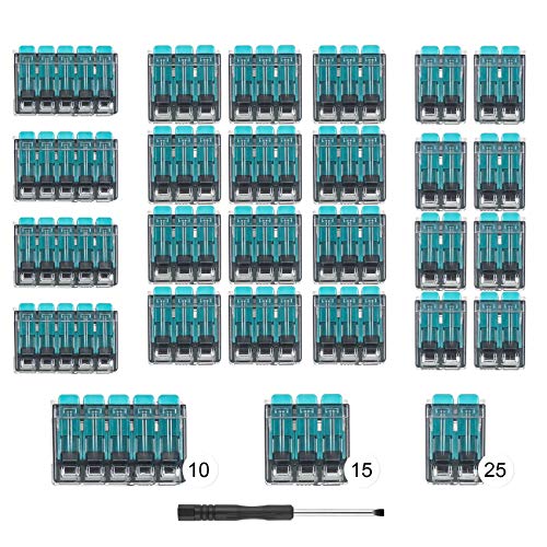 Vastar Conectores Electricos 50 Pcs - Empalmes de Cables de 5.6 mm, Terminal de Conexión 2/3/5, Que se Puede Doblar Como Máximo a 4.0 mm², Adecuado para Todo Tipo de Cables Rígidos