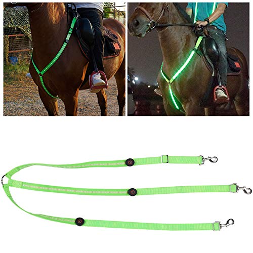 Velaurs Arnés para el Pecho del Caballo, Llamativo arnés para el Pecho del Caballo con Tira de luz LED, Conveniente Ajustable para la Correa del Pecho del Caballo en Bicicleta en la Carretera