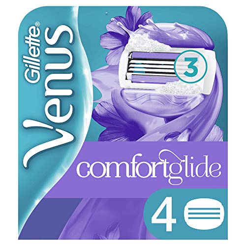 Venus ComfortGlide Breeze Recambio De Maquinilla 2-en-1, 4 Uds, Con Barras de Gel, Sin Necesidad De Gel De Depilación