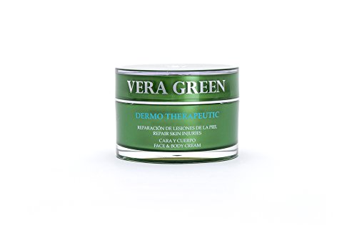 Vera Green Crema Terapéutica de Aloe Vera 100% Tratamiento Regenerador Pieles Atópicas con Dermatitis Rosácea Acné Cicatrizante de Quemaduras