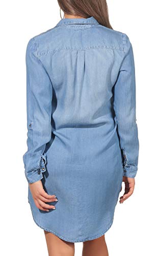 Vero Moda Vmsilla LS Short Dress Lt Bl Noos Ga Vestido, Azul (Light Blue Denim Light Blue Denim), 40 (Talla del Fabricante: Medium) para Mujer