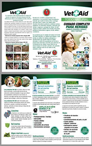 VetAid Espuma cicatrizante y desinfectante para curación de heridas en Perros, Gatos y Todo Tipo de Animales. 60 ml