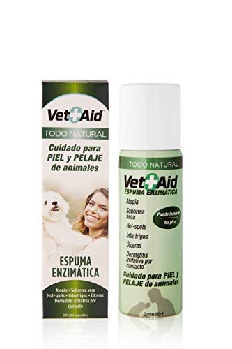 VetAid Espuma cicatrizante y desinfectante para curación de heridas en Perros, Gatos y Todo Tipo de Animales. 60 ml