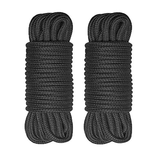 VI AI Cuerda de algodón suave de 9,8 m, 10 m, 2 unidades, multifunción, natural, duradera, larga de 8 mm, cuerda de algodón multiusos, cuerda de algodón gruesa, 2 unidades, color negro