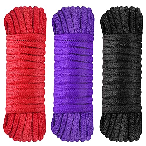 VI AI Cuerda de algodón suave de 9,8 m, 10 m, 3 piezas, multifunción, natural, duradera, cuerda larga, 8 mm, cuerda de algodón para manualidades, cuerda de algodón grueso, 3 colores