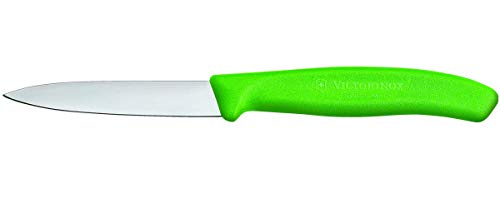 Victorinox Swiss Classic Set de 2 cuchillos peladores con hoja de 8 cm, punta media, acero inoxidable, color verde