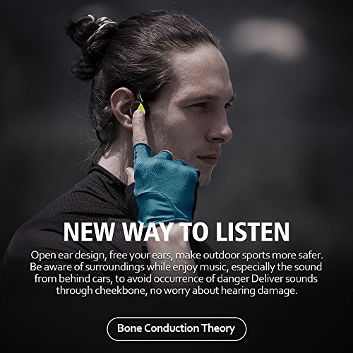 Vidonn F1 - Auriculares de conducción ósea inalámbricos Open-Ear (Orejas Libres) con Estuche de Transporte,Correr Auriculares,Negro
