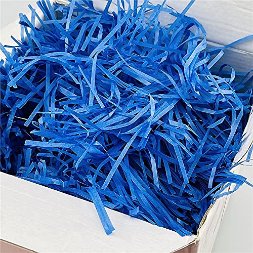 Virutas de papel para rellenos de regalos 500 gramos azul, ideal papa rellenar cajas y cestas para presentación y proteccion de regalos, papel triturado kraft (AZULON-500 GR)