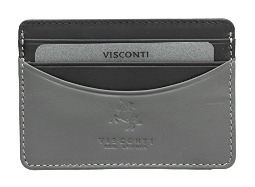 Visconti Colección Lucca Ramon Tarjetero Delgado de Dos Tonos de Cuero LC35 Gris