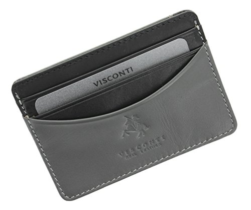 Visconti Colección Lucca Ramon Tarjetero Delgado de Dos Tonos de Cuero LC35 Gris