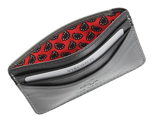 Visconti Colección Lucca Ramon Tarjetero Delgado de Dos Tonos de Cuero LC35 Gris