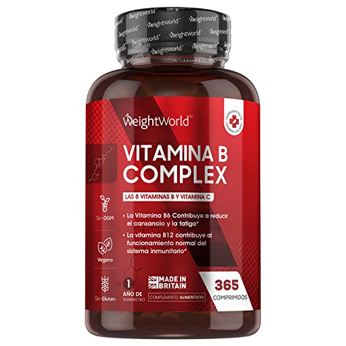 Vitamina B Complex 365 Comprimidos Alta Concentración Vitaminas del Grupo B Vegano - Complejo Vitamínico B Enriquecido con Vitamina C, Biotina, Ácido Fólico B1, B2, B3, B5, B6 y B12 Metilcobalamina
