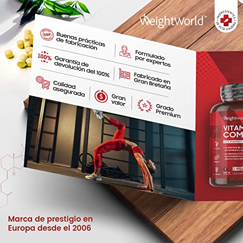 Vitamina B Complex 365 Comprimidos Alta Concentración Vitaminas del Grupo B Vegano - Complejo Vitamínico B Enriquecido con Vitamina C, Biotina, Ácido Fólico B1, B2, B3, B5, B6 y B12 Metilcobalamina