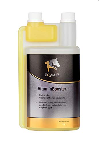 VitaminBooster - Multivitamina líquida para caballos. Las vitaminas E, vitamina B, vitamina K y calcio garantizan un mejor suministro de vitaminas para optimizar el metabolismo.