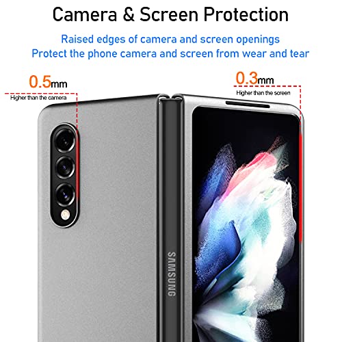 Vizvera Funda para Samsung Galaxy Z Fold 3 Funda, Galaxy Z Fold 3 Slim Teléfono Móvil, Premium Thin Full Protection PC con Mango Antideslizante para Samsung Galaxy Z Fold 3 5G 2021-Gris