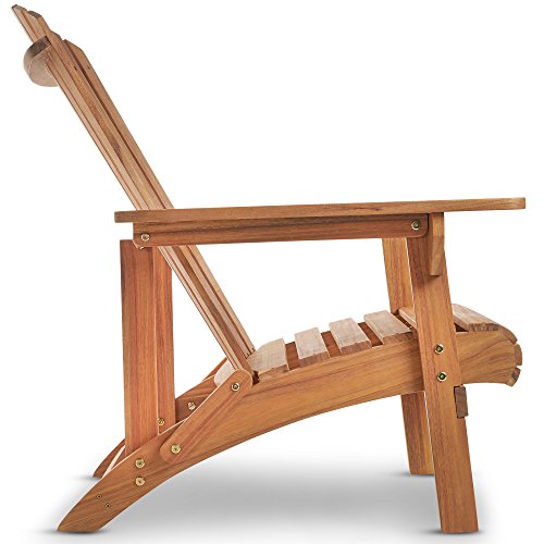 VonHaus Silla Adirondack - Madera de Acacia con Acabado Aceitado – Silla de Jardín de Madera al Aire Libre