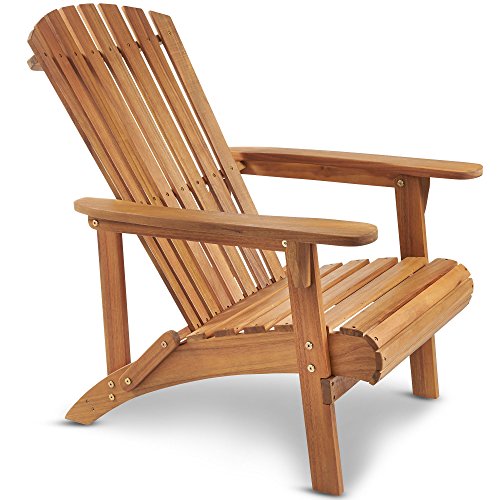 VonHaus Silla Adirondack - Madera de Acacia con Acabado Aceitado – Silla de Jardín de Madera al Aire Libre