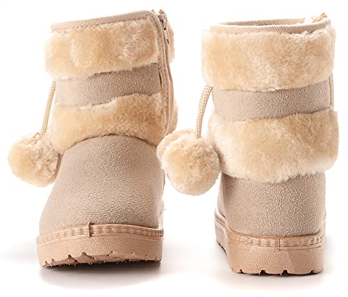 Vorgelen Botas de Nieve para Niños Invierno Felpa Botines Calentar Botas de Nieve Bebés Antideslizantes Zapatos Botas (152 Beige - 19 EU = Etiqueta 20)