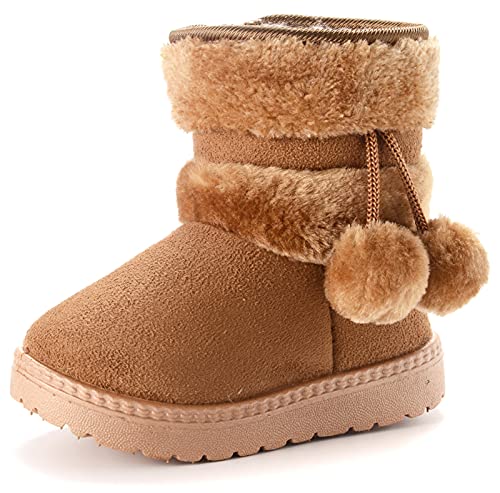 Vorgelen Botas de Nieve para Niños Invierno Felpa Botines Calentar Botas de Nieve Bebés Antideslizantes Zapatos Botas (152 Marrón - 32 EU = Etiqueta 33)