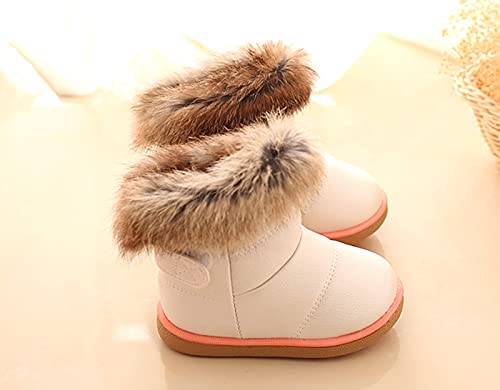 Vorgelen Botas de Nieve para Niños Invierno Felpa Botines Calentar Botas de Nieve Bebés Antideslizantes Zapatos Botas (Blanco - 22 EU = Etiqueta 23)