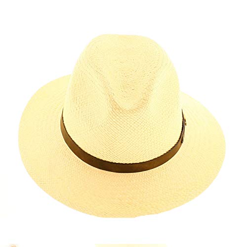 Votrechapeau Cuenca – Sombrero Panamá de paja, Sombrero Fedora, ala baja blanco 61 cm