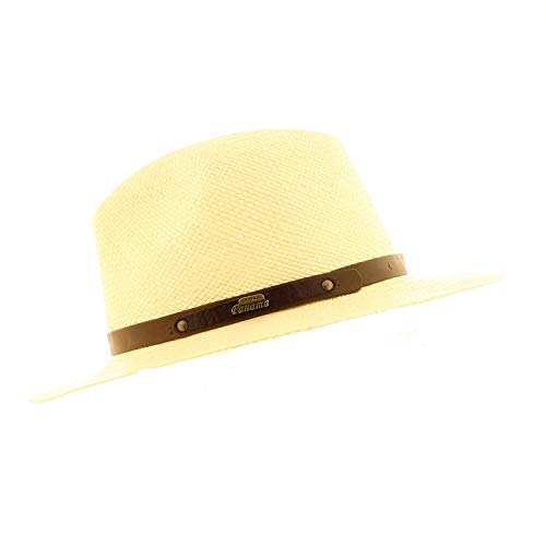 Votrechapeau Cuenca – Sombrero Panamá de paja, Sombrero Fedora, ala baja blanco 61 cm