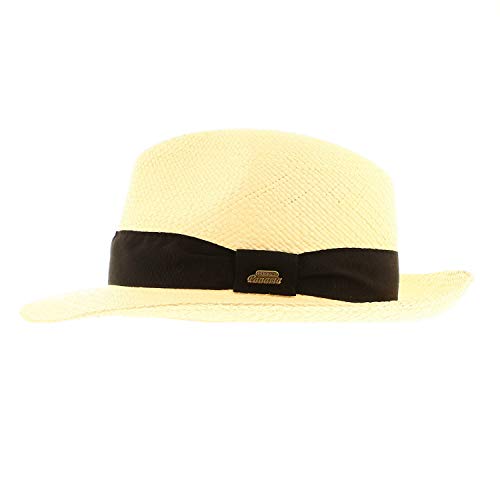 Votrechapeau Cuenca – Sombrero Panamá de paja tirolés, de ala alta blanco 61 cm