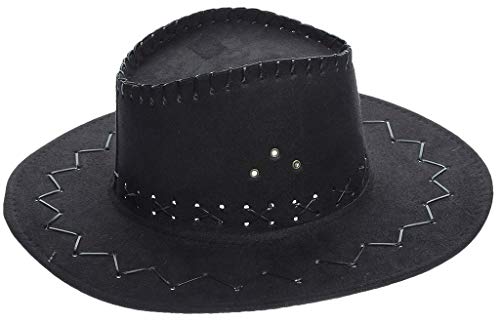 VPbao Sombrero de vaquero clásico de piel de ganado vacuno Outback Western Country Cowgirl Sombreros de vestir para fiestas de disfraces