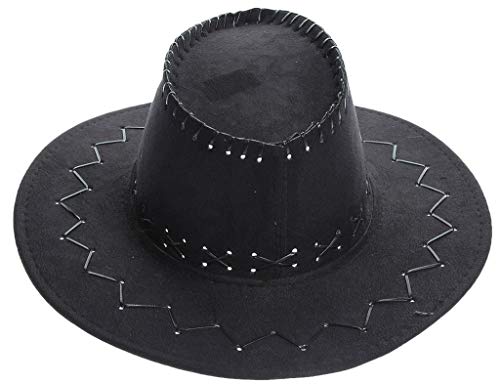VPbao Sombrero de vaquero clásico de piel de ganado vacuno Outback Western Country Cowgirl Sombreros de vestir para fiestas de disfraces