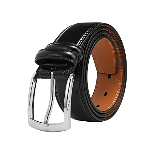 VRLEGEND Cinturones Hombre Cinturon Cuero de Traje Pantalón Trabajo 3.5CM Tallas Grandes 110-160CM,con Caja de Regalos (140cm, Negro)
