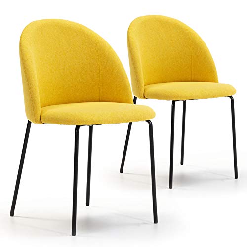 VS Venta-stock Set de 2 sillas Comedor Kenia tapizadas Mostaza, certificada por la SGS, 43 cm (Ancho) x 47 cm (Profundo) x 78,5 cm (Alto)