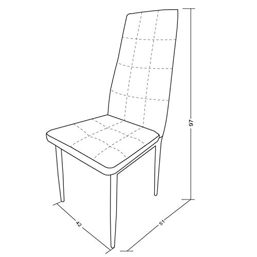 VS Venta-stock Set de 4 sillas Comedor Chelsea tapizadas Negro, certificada por la SGS, 42 cm (Ancho) x 51 cm (Profundo) x 97 cm (Alto)
