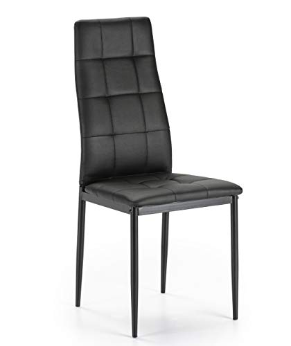 VS Venta-stock Set de 4 sillas Comedor Chelsea tapizadas Negro, certificada por la SGS, 42 cm (Ancho) x 51 cm (Profundo) x 97 cm (Alto)