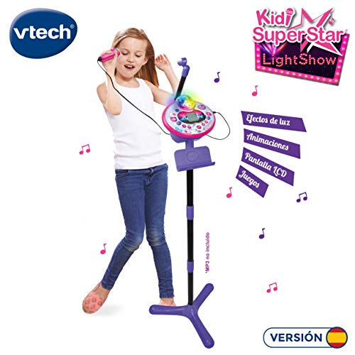 VTech - Kidi SuperStar LightShow, Karaoke electrónico interactivo, Rosa (80-165822)