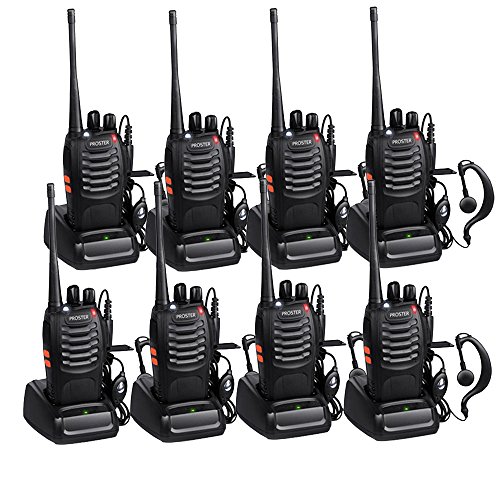 Walkie Talkie Recargable 16 Canales CTCSS DCS Walkies Talkies con el Auricular Incorporado Antorcha de LED y Cargador USB (4 Pares)