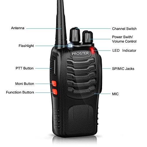 Walkie Talkie Recargable 16 Canales CTCSS DCS Walkies Talkies con el Auricular Incorporado Antorcha de LED y Cargador USB (4 Pares)