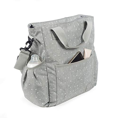 Walking Mum. Bolso Organizador Dreamer. Bolsa de Bebé para Silla de Paseo con Cambiador. Resistente y de Mucha Capacidad. Color Gris con Estampado de Estrellas. Medidas 38X36X13 cm.