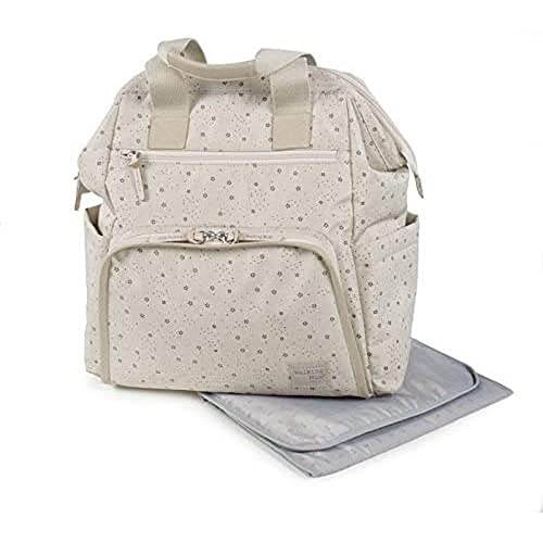 Walking Mum. Mochila Dreamer. Bolsa Pañalera para Silla de Paseo. Diseño con Asas Cortas y Correas para Llevar en los Hombros. Elaborado en Material Resistente de Color Beige. Medidas 40X36X20 cm.