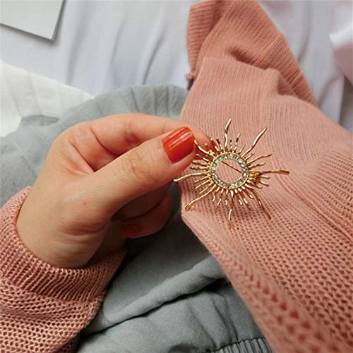 wangk Sol Forma Broche para Las Mujeres Hombres Prong Ajuste Cristales Color broches Hijab Pines Bufanda Hebillas Plastron joyería