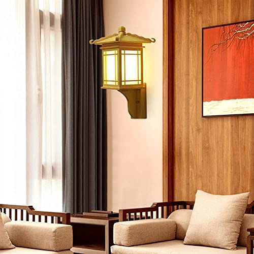 WANIYA1 Lámpara de pared de madera de estilo japonés, lámpara de pared creativa, geométrica, semi-flujo de montura, pared, iluminación, iluminación, estilo chino, pared, luz, color natural, estudio, e
