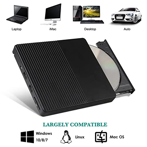 WanuigH Reproductor de Unidad óptica Usb3.0 Tipo-C Externo CD Quemador CD/DVD Jugador De Accionamiento Óptico Multifunción De Alta Velocidad Fácil de Usar (Color : Black, Size : One Size)