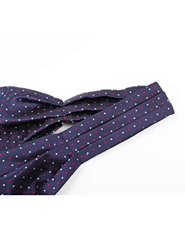 WANYING Hombres Retro Ascot Corbatas Jacquard Tejido Corbatas Bufanda Elegante para Caballero - Polka Dots Azul Oscuro