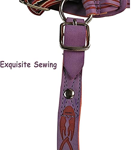 WDSZXH Redes de Caza, Cabezal de Caballo PU Retro Metal Horse Equipment Halters Diseño Cosido de Mano Adecuado para Todos los Caballos, Rojo w (Color : Purple)