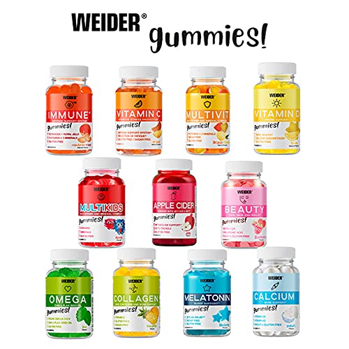 Weider Calcium Gummies. Gominolas de Calcio con Vitamina D y K. Sin Azúcares y Sin Gluten. 36 gummies. Sabor yogurt.
