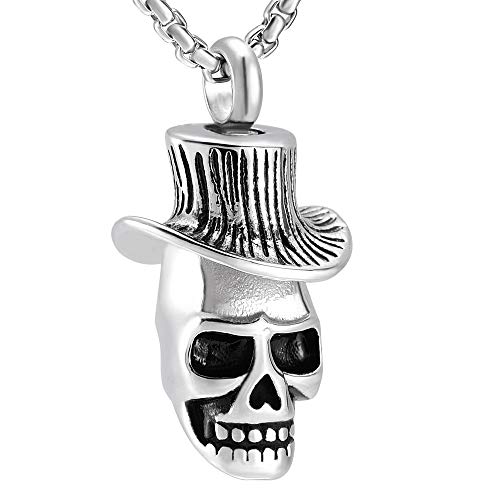 WEIMEIDA HZLZ Acero Inoxidable con Sombrero de Vaquero Heads Cabezas de cremación Colgantes de cremación for Cenizas for Hombres Meewsake Urn Necklace Memorial Jewery 1206