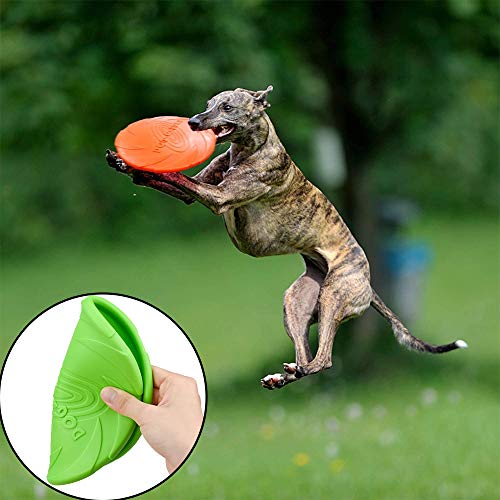 WELLXUNK Perros interactivos Frisbee, 2 Pcs Frisbee Perro, Juguete de Disco Volador para Perro, para Adiestramiento de Perros Juguetes de Tiro, Captura y Juego (M)