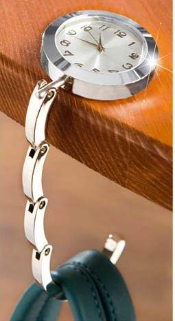 Wenko - Colgador para bolsos con reloj y bolsita de terciopelo