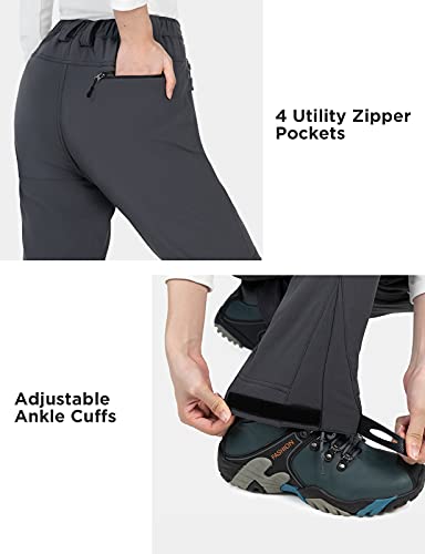 Wespornow Pantalones Termicos Impermeables Mujer de Trabajo-Trekking-Deporte-Vestir-Jogger-Senderismo Montaña Elasticos para el Frio y para Adelgazar(Gris,XL)