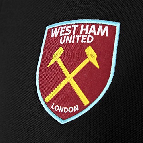 West Ham United FC - Polo Oficial para Hombre - con el Escudo del Club - Negro - L